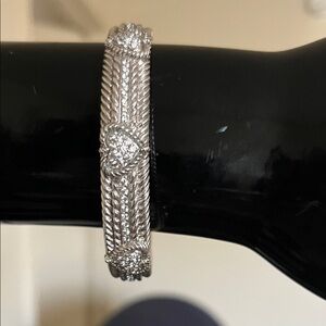 Judith Ripka Sterling Silver and Cubic Zirconia Hinged
Cuff with Hearts